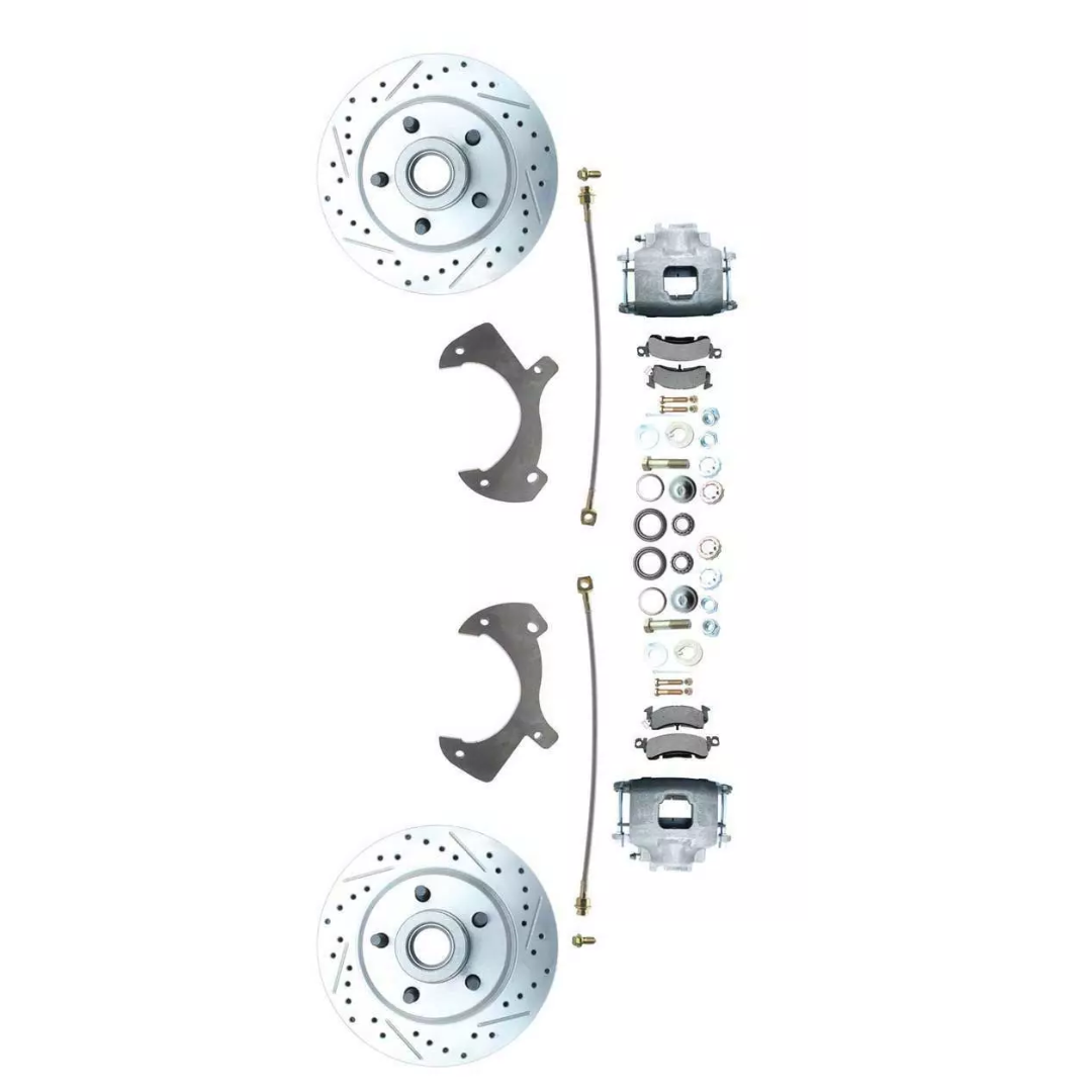Fits 1957-1972 Full Size Ford Disc Brake Kit w/Drilled & Slotted Rotor DBK5772LX - Discs, Rotors, and Hardware Car Part People