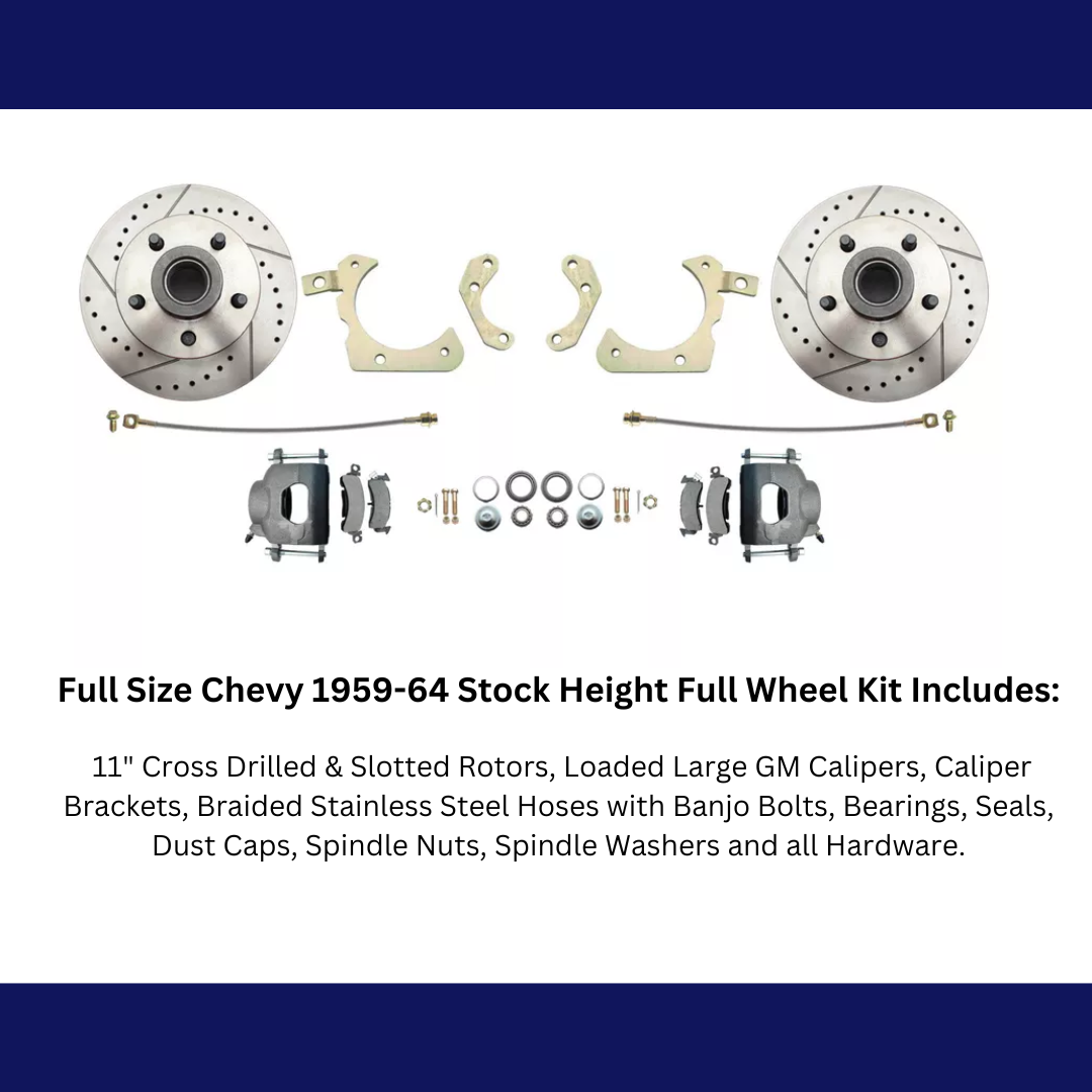 Fits 1959-1964 GM Full Size Disc Brake Kit Drilled/Slotted Rotors DBK5964LX - Discs, Rotors, and Hardware Car Part People
