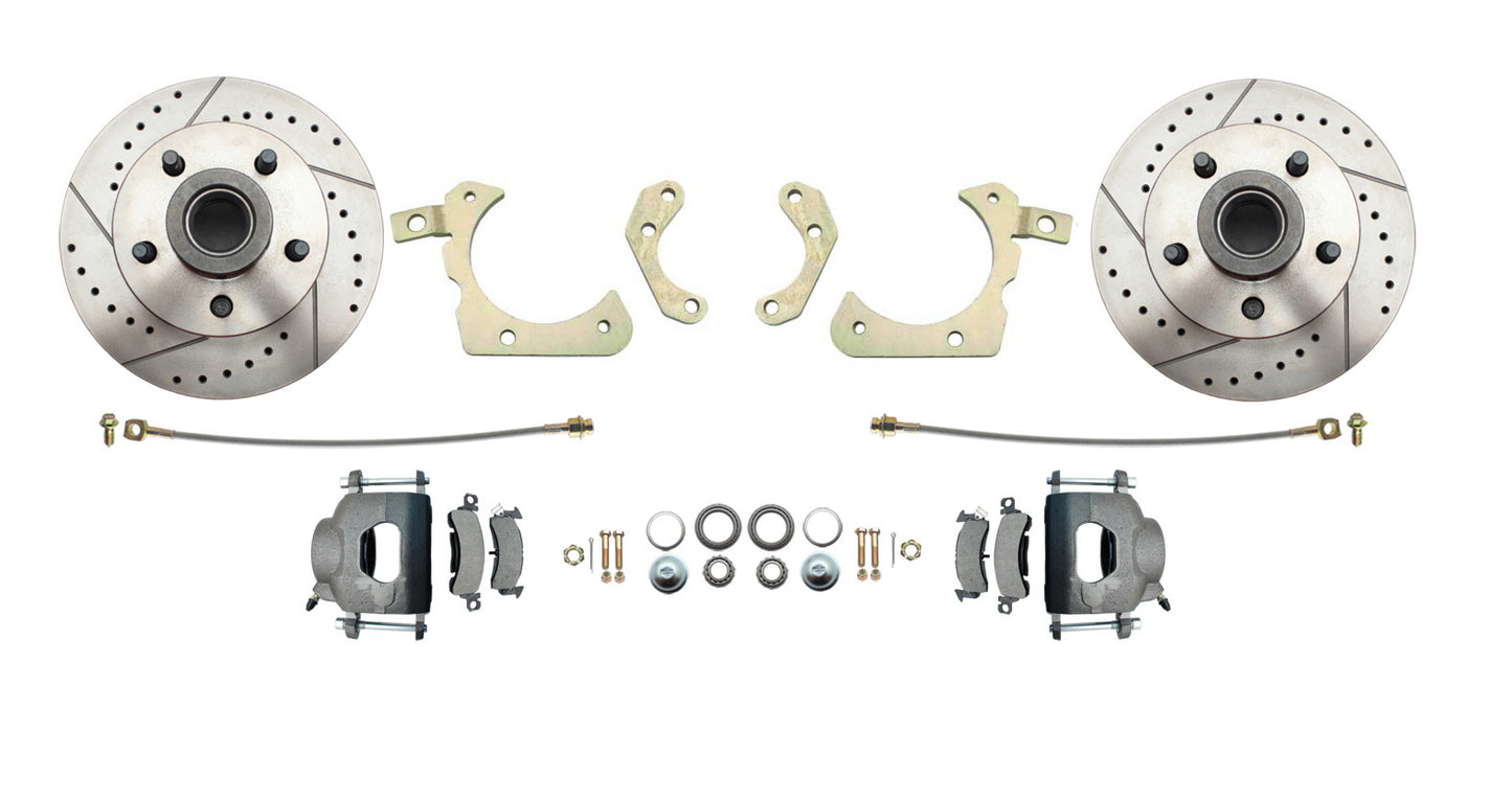 Fits 1959-1964 GM Full Size Disc Brake Kit Drilled/Slotted Rotors DBK5964LX - Discs, Rotors, and Hardware Car Part People