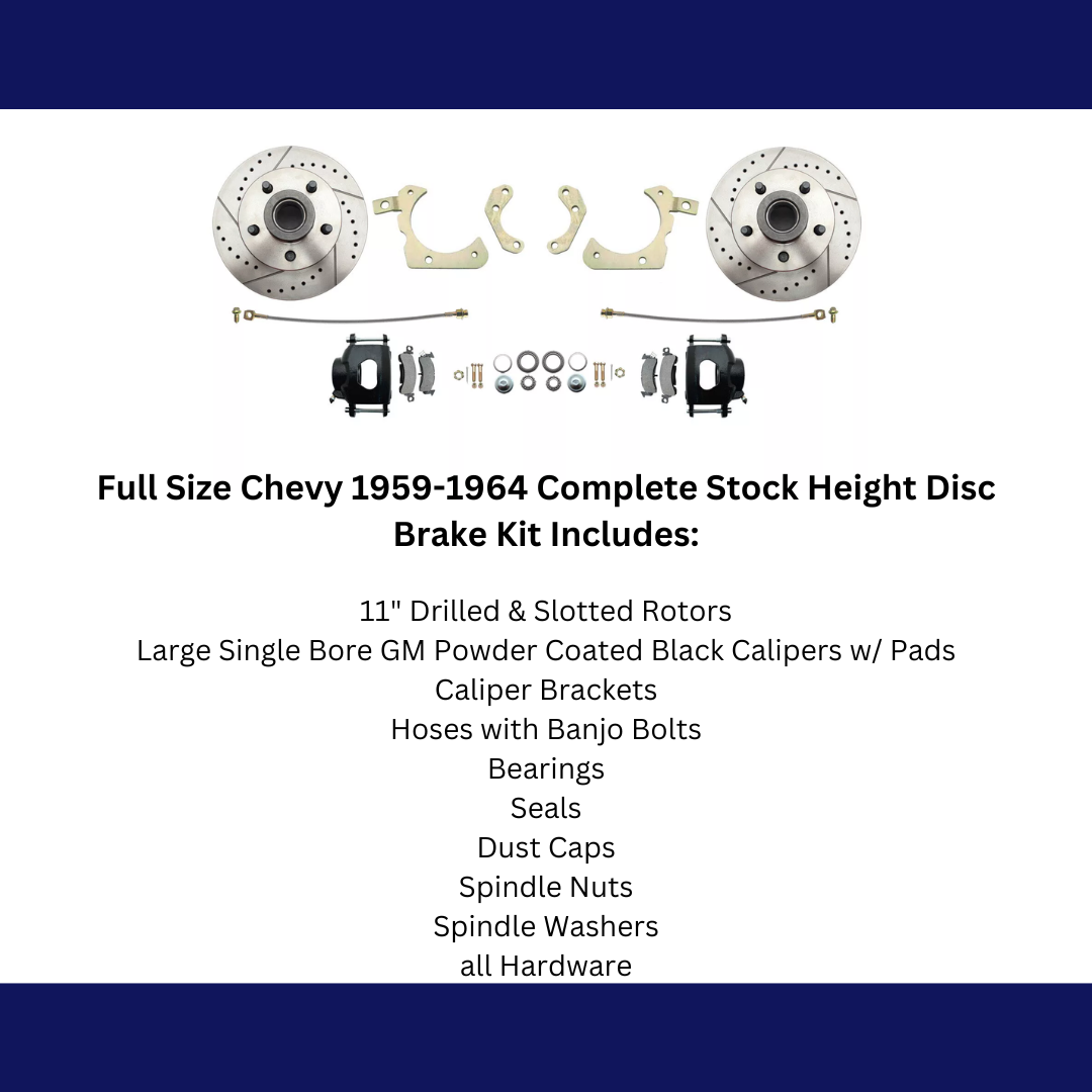 Fits 1959-64 GM Full Size Disc Brake Kit Drilled/Slotted Rotors-Black DBK5964LXB - Discs, Rotors, and Hardware Car Part People