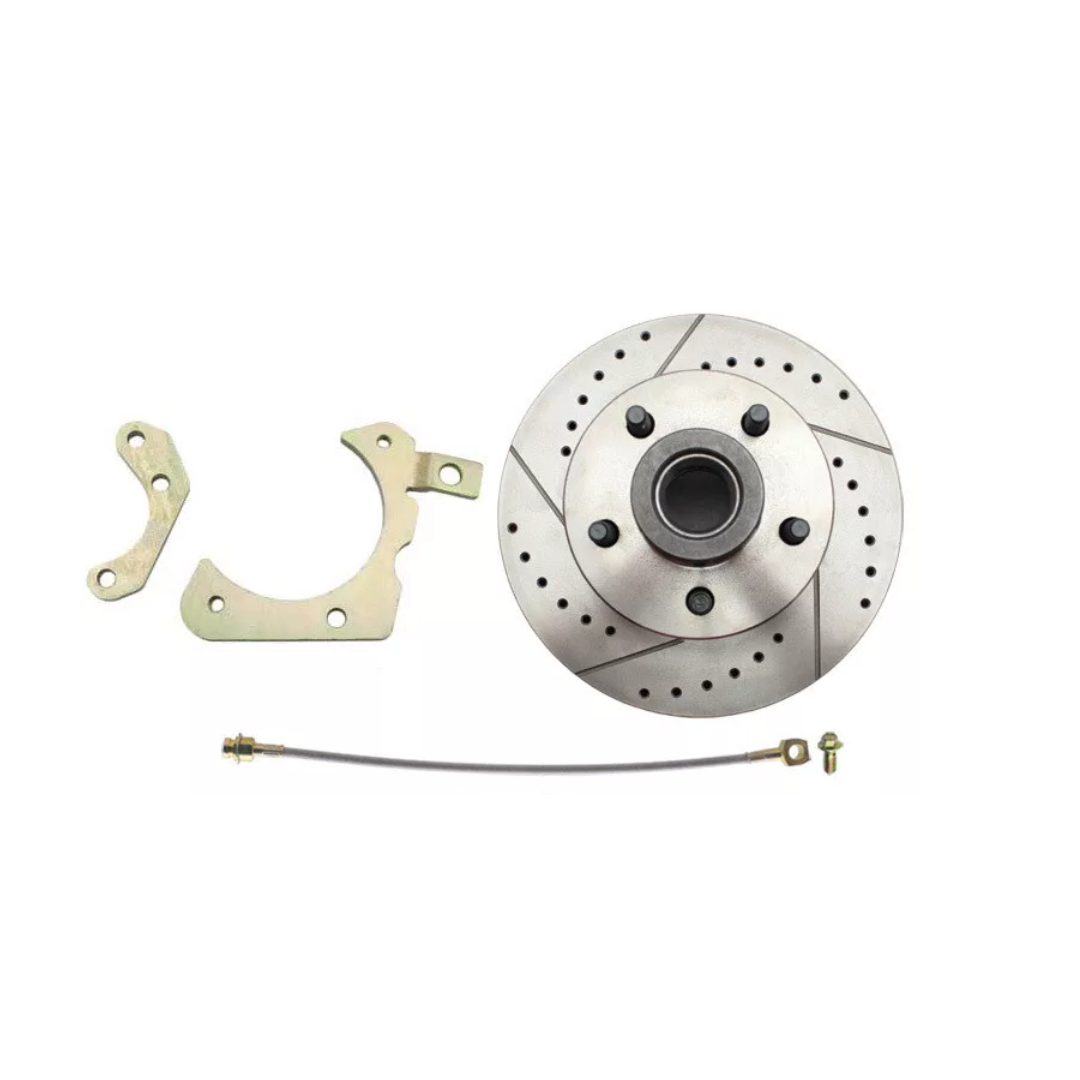 Fits 1959-1964 GM Full Size Disc Brake Kit Drilled/Slotted Rotors-Red DBK5964LXR - Discs, Rotors, and Hardware Car Part People