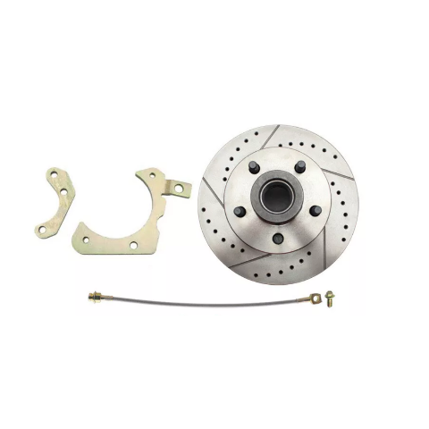 Fits 1959-1964 GM Full Size Disc Brake Kit Drilled/Slotted Rotors-Red DBK5964LXR