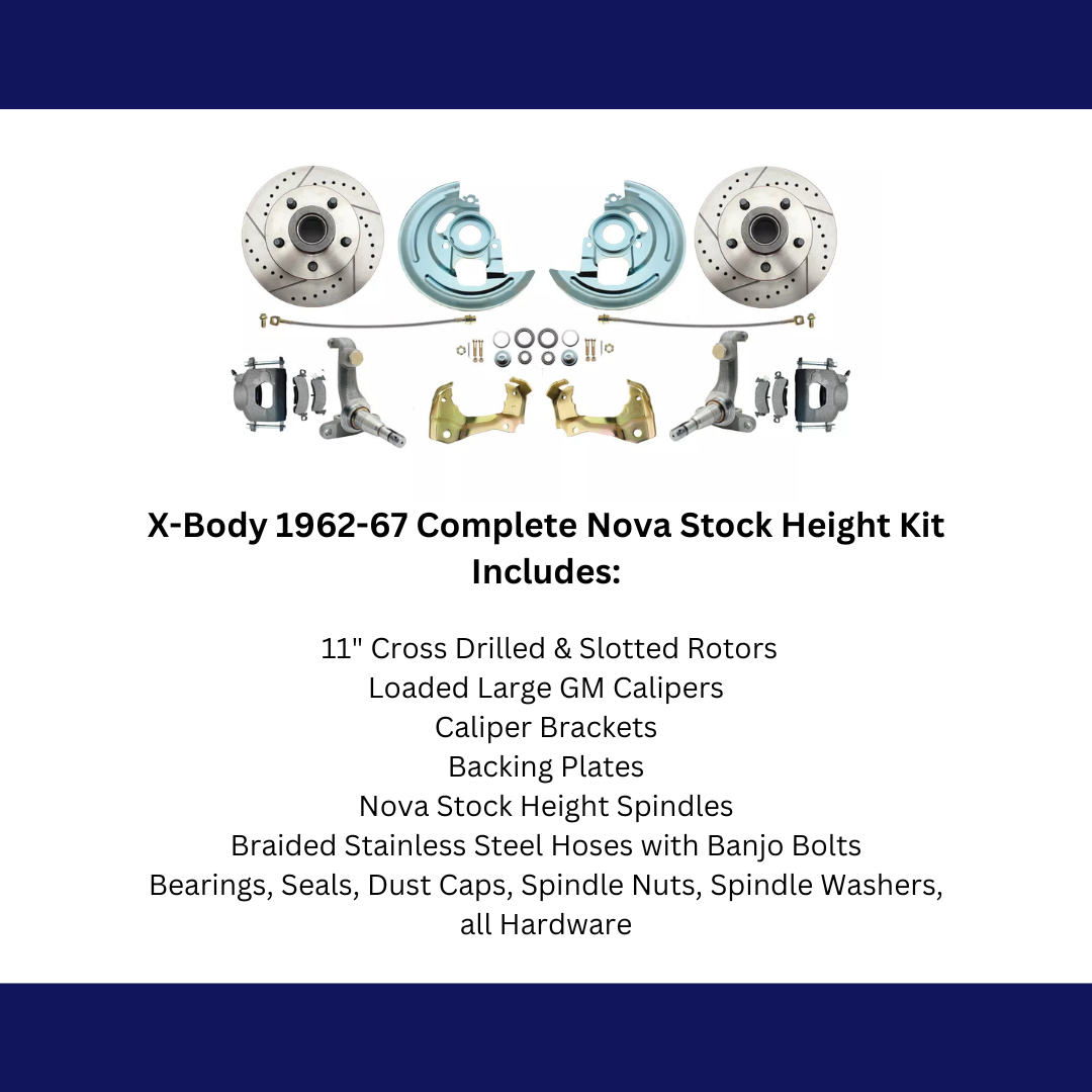 Fits 1962-1967 Chevy Nova X Body Disc Brake Kit Drilled/Slotted Rotor DBK6267LX - Discs, Rotors, and Hardware Car Part People