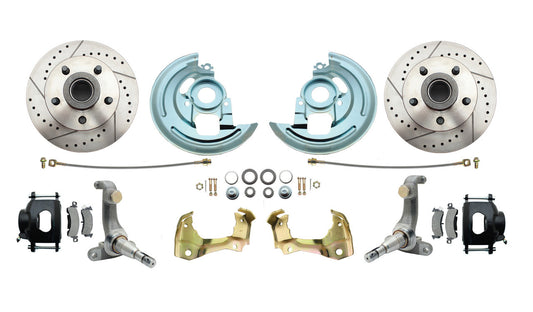Fits 1962-67 Chevy Nova X Disc Brake Kit Drilled/Slotted Rotors-Black DBK6267LXB - Discs, Rotors, and Hardware Car Part People