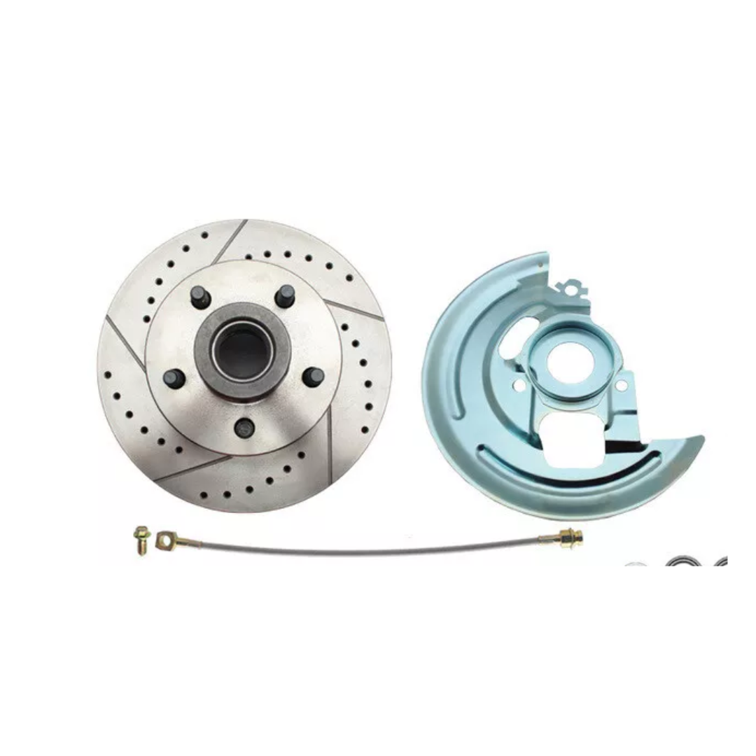 Fits 1962-1967 Chevy Nova X Disc Brake Kit Drilled/Slotted Rotors-Red DBK6267LXR - Discs, Rotors, and Hardware Car Part People