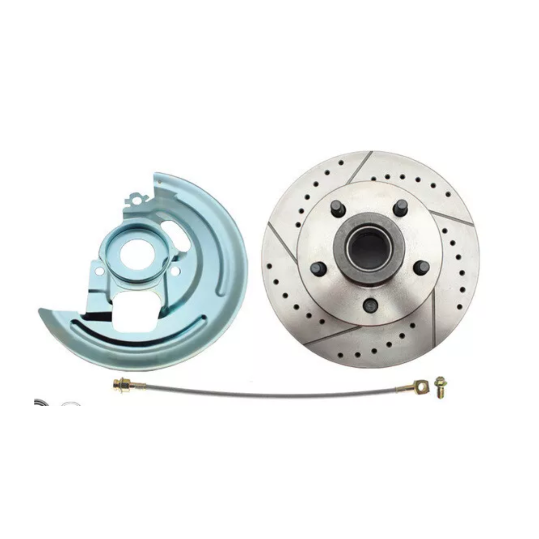 Fits 1962-1967 Chevy Nova X Disc Brake Kit Drilled/Slotted Rotors-Red DBK6267LXR - Discs, Rotors, and Hardware Car Part People