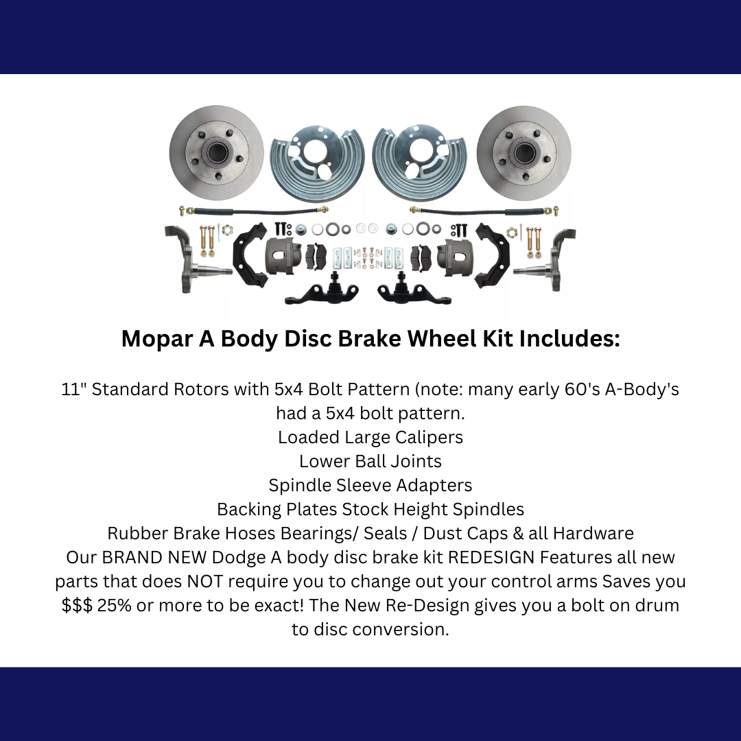 Fits 1962-1972 Mopar A; Front Disc Brake Converison Small Bolt 5x4 DBK6272A-40