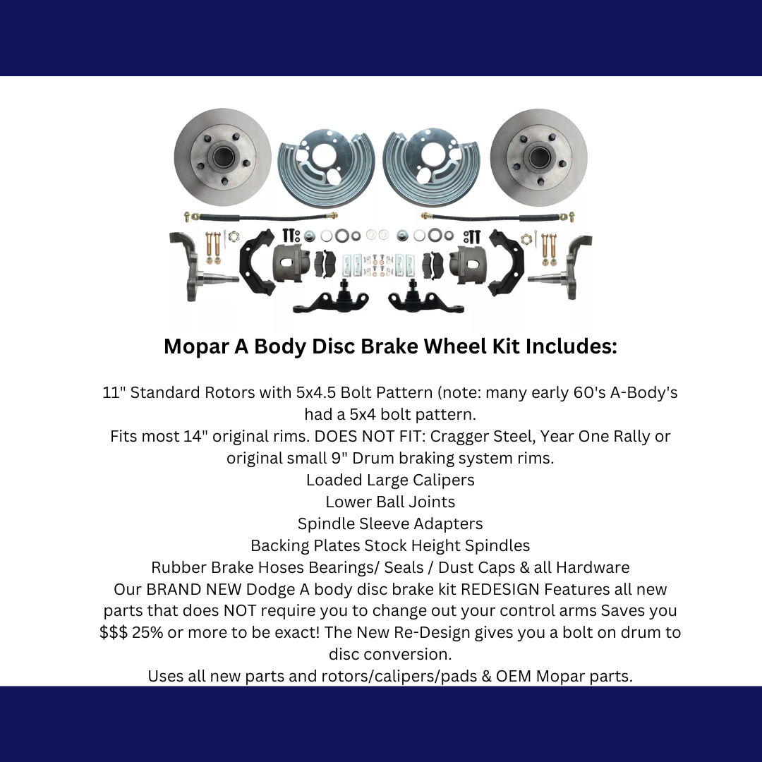 Fits 1962-1972 Mopar A; Front Disc Brake Converison Large Bolt 5x4.5 DBK6272A-45 - Discs, Rotors, and Hardware Car Part People