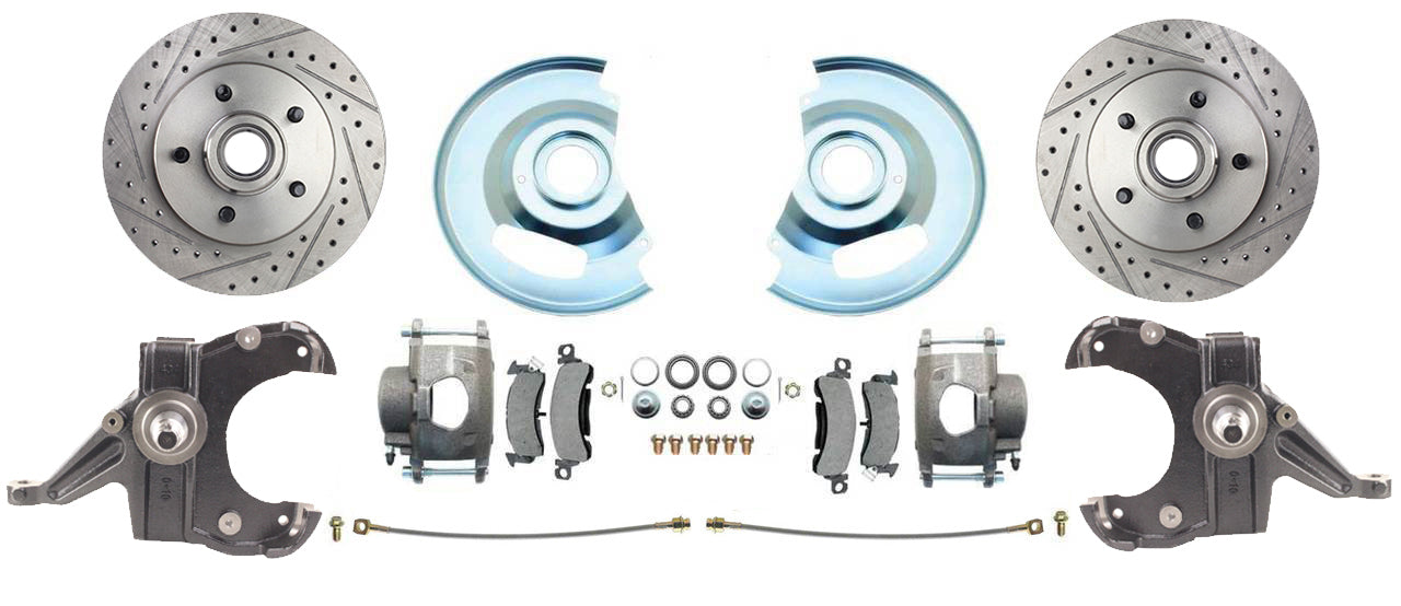 Fits 63-70 C-10 5 Lug Rotor 2.5" Drop Disc Conversion Wheel Kit DBK6370-5DLX-A - Discs, Rotors, and Hardware Car Part People
