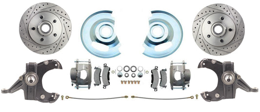 Fits 63-70 C-10 5 Lug Rotor 2.5" Drop Disc Conversion Wheel Kit DBK6370-5DLX-A - Discs, Rotors, and Hardware Car Part People