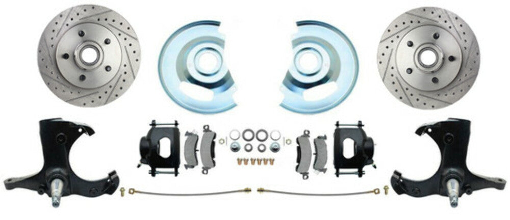 Fits Chevy Truck 5 Lug Disc Brake Conversion Wheel Kit Powder Coated Black Calipers - Brake Kits Car Part People