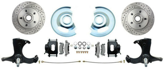 Fits Chevy Truck 5 Lug Disc Brake Conversion Wheel Kit Powder Coated Black Calipers - Brake Kits Car Part People