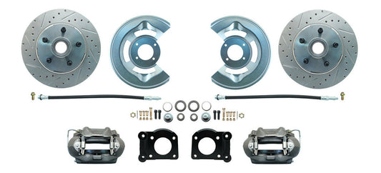Fits 1964-1973 Mustang Disc Conversion Kit w/ Drilled/Slotted Rotors DBK6473LX - Discs, Rotors, and Hardware Car Part People