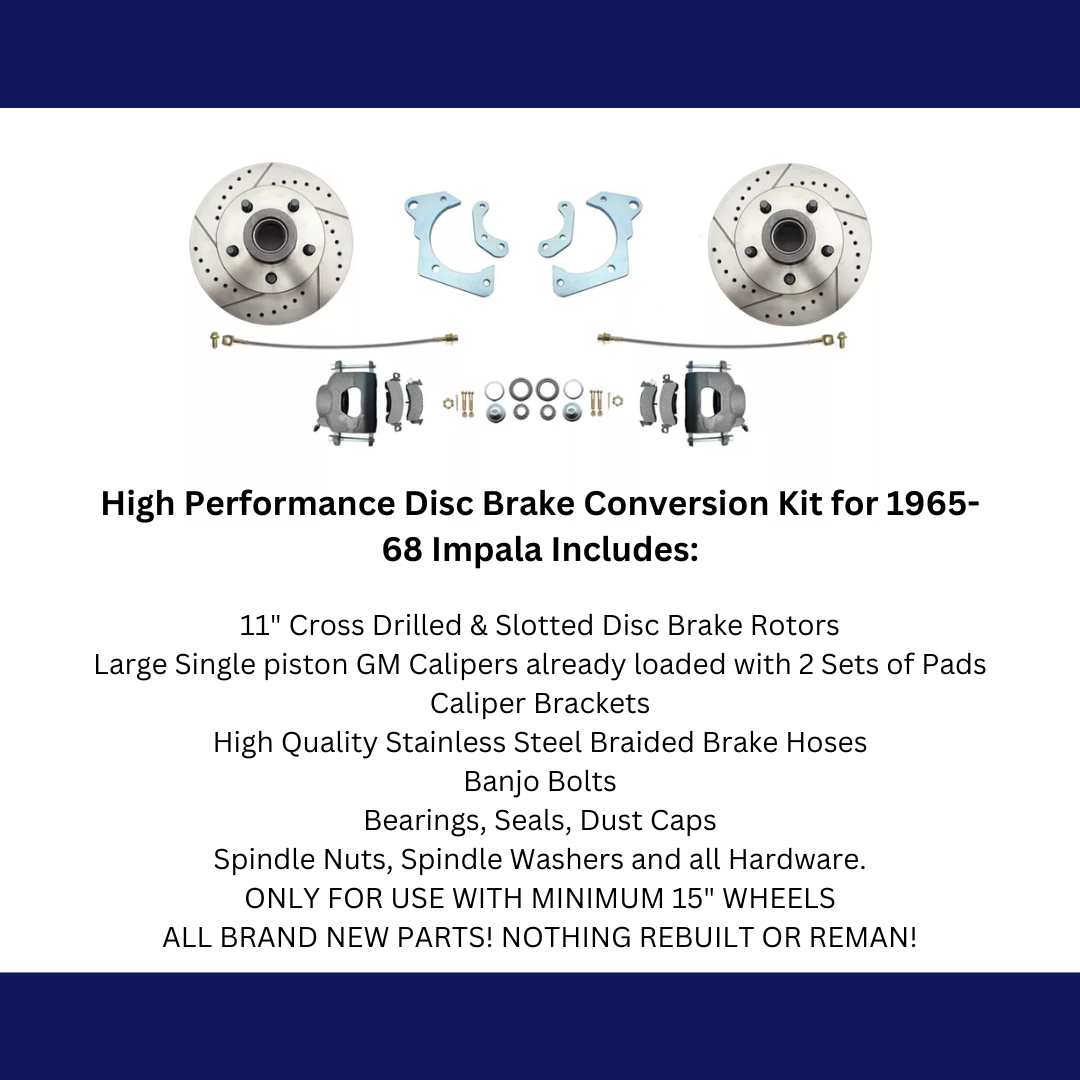 Fits 1965-1968 GM Full Size Disc Brake Kit Drilled/Slotted Rotors DBK6568LX - Discs, Rotors, and Hardware Car Part People