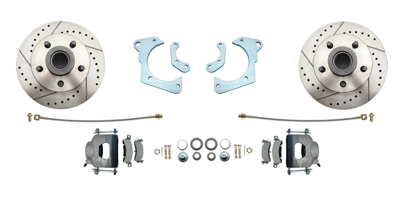 Fits 1965-1968 GM Full Size Disc Brake Kit Drilled/Slotted Rotors DBK6568LX - Discs, Rotors, and Hardware Car Part People