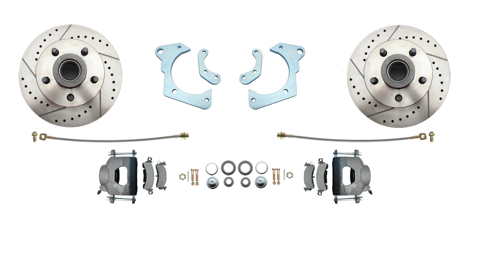 Fits 1965-1968 GM Full Size Disc Brake Kit Drilled/Slotted Rotors DBK6568LX - Discs, Rotors, and Hardware Car Part People