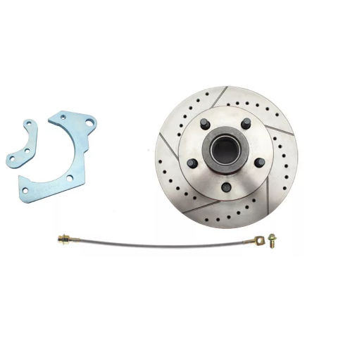 Fits 1965-68 GM Full Size Disc Brake Kit Drilled/Slotted Rotors-Black DBK6568LXB