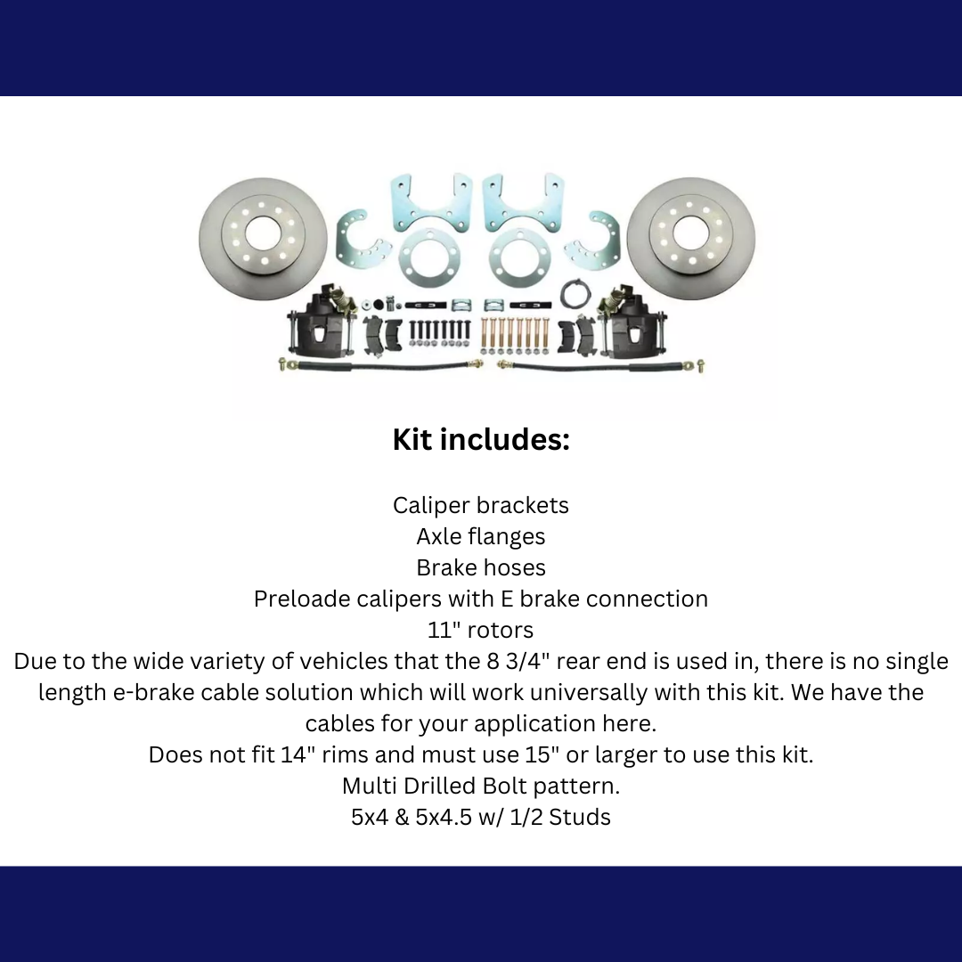 Fits 1957-1974 Mopar 8 3/4" Dana 60 Rear Disc Brake Kit; Rotors & E-Brake DBK834 - Discs, Rotors, and Hardware Car Part People
