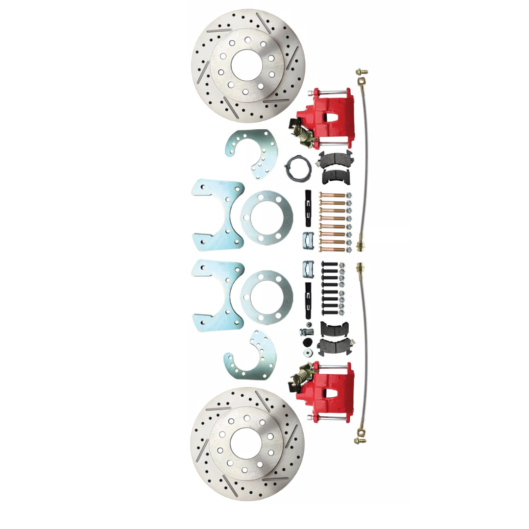 Fits 1957-1974 Mopar 8 3/4" Dana 60 Rear Brake; Slotted; w/E-Brake-Red DBK834LXR - Discs, Rotors, and Hardware Car Part People