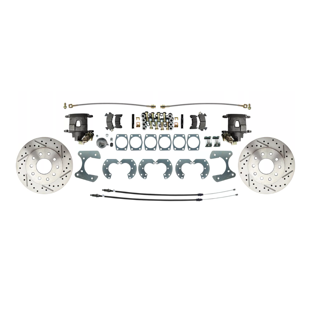 Fits Ford 9" Rear End Disc Brake Kit w/ E-brake & Drilled/ Slotted Rotors DBK9LX - Discs, Rotors, and Hardware Car Part People