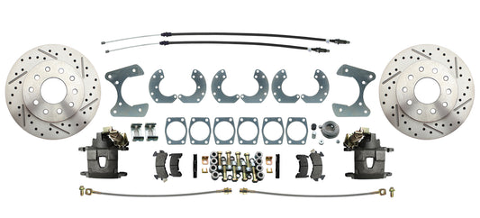 Fits Ford 9" Rear End Disc Brake Kit w/ E-brake & Drilled/ Slotted Rotors DBK9LX - Discs, Rotors, and Hardware Car Part People