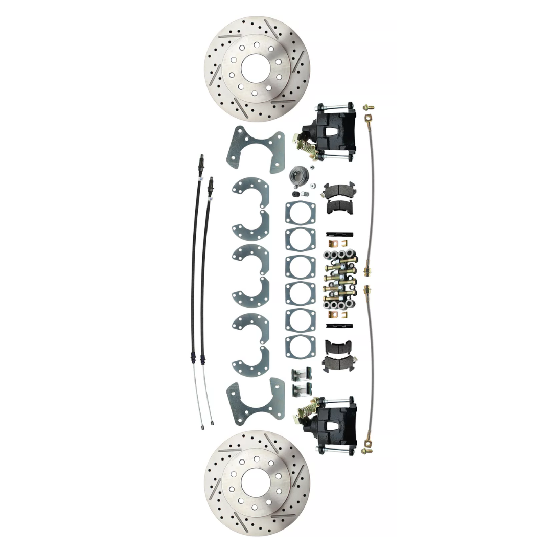 Fits Ford 9" Rear End Disc Brake w/E-brake & Drilled/Slotted Rotor-Black DBK9LXB - Discs, Rotors, and Hardware Car Part People