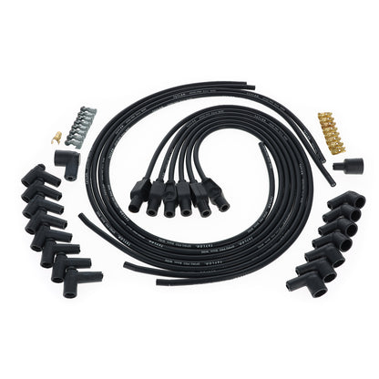 Spark Plug Wire Set Universal 8mm Silicone Spiro Pro 180? 350 ohm/ft Black 73045