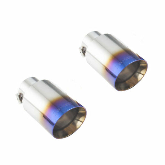 XFORCE ES-VWGTI-BLUETIP - SS Round Angle Cut Clamp-On Dual Blue Exhaust Tips