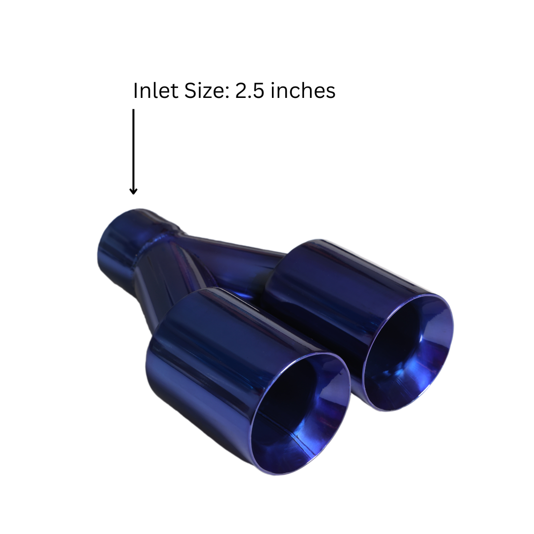 Dual Round Double Wall Straight Cut Tip Powered Coat JDM Blue-ET-0251BL
