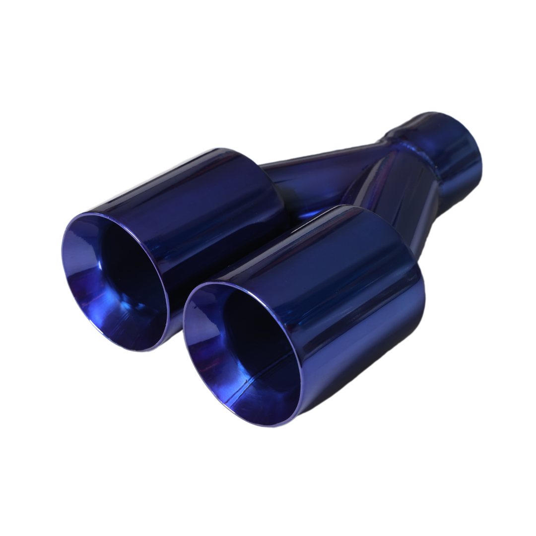 Dual Round Double Wall Straight Cut Tip Powered Coat JDM Blue-ET-0251BL