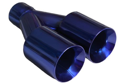 Dual Round Double Wall Straight Cut Tip Powered Coat JDM Blue-ET-0251BL
