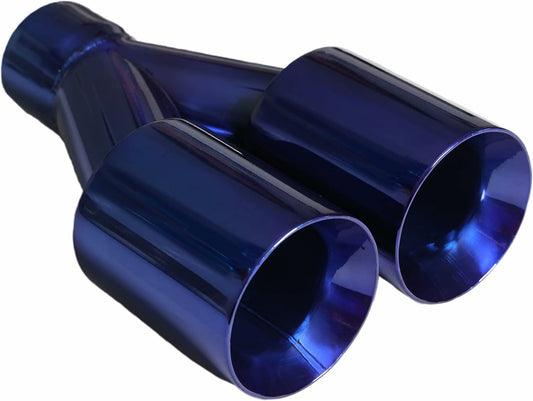 2.5" ID/3.5" OUT/10.25" Dual Round Double Wall Straight Cut Tip-Blue ET-0251BLU