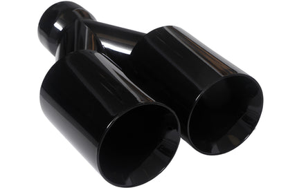 Dual Round Double Wall Straight Cut Tip Powered Coat Gloss Black-ET-0251GB