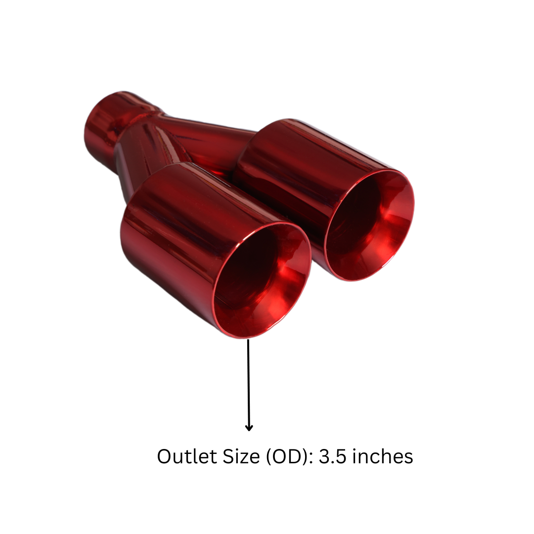 Dual Round Double Wall Straight Cut Tip Powered Coat JDM Red ET-0251RD
