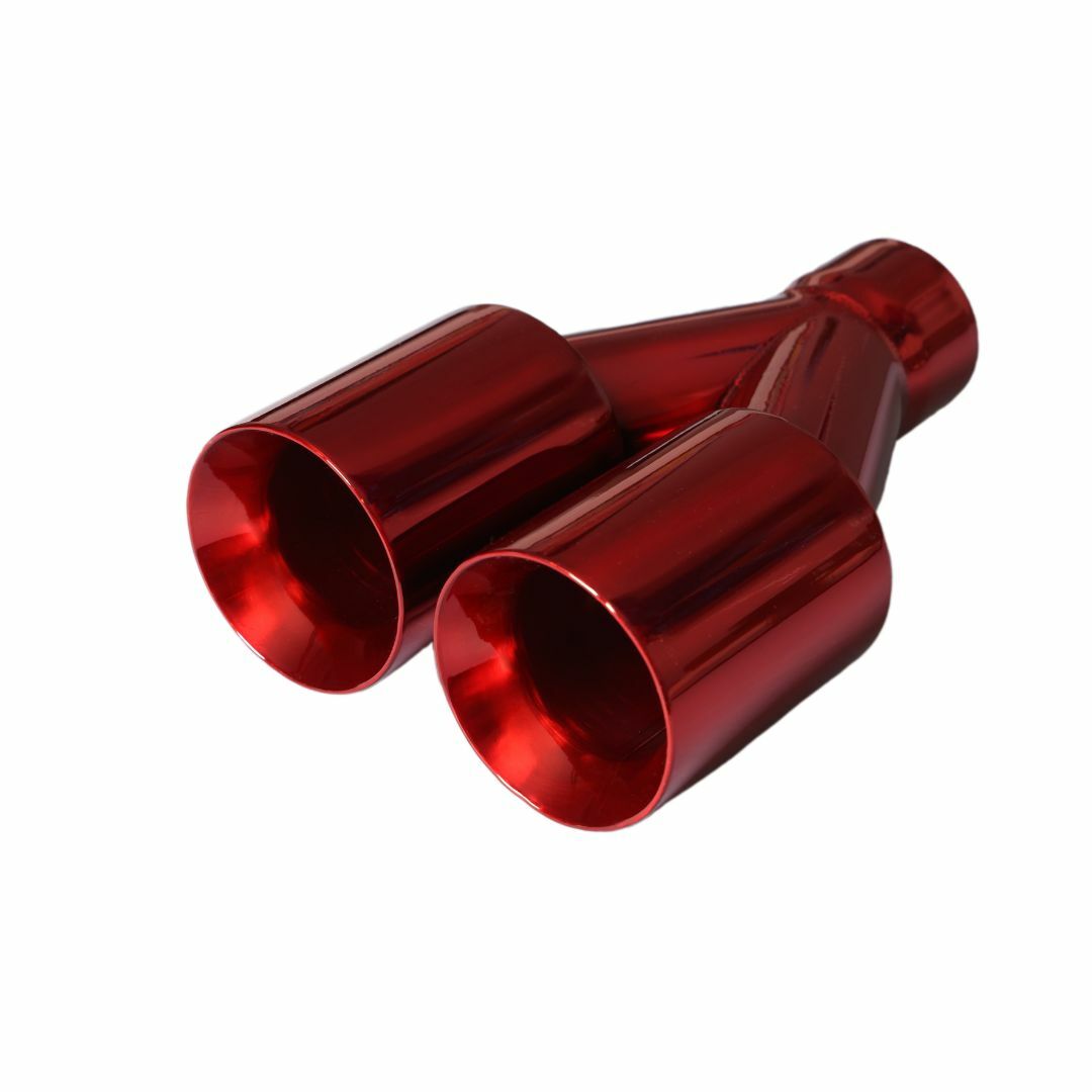 Dual Round Double Wall Straight Cut Tip Powered Coat JDM Red ET-0251RD