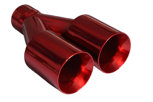 Dual Round Double Wall Straight Cut Tip Powered Coat JDM Red ET-0251RD