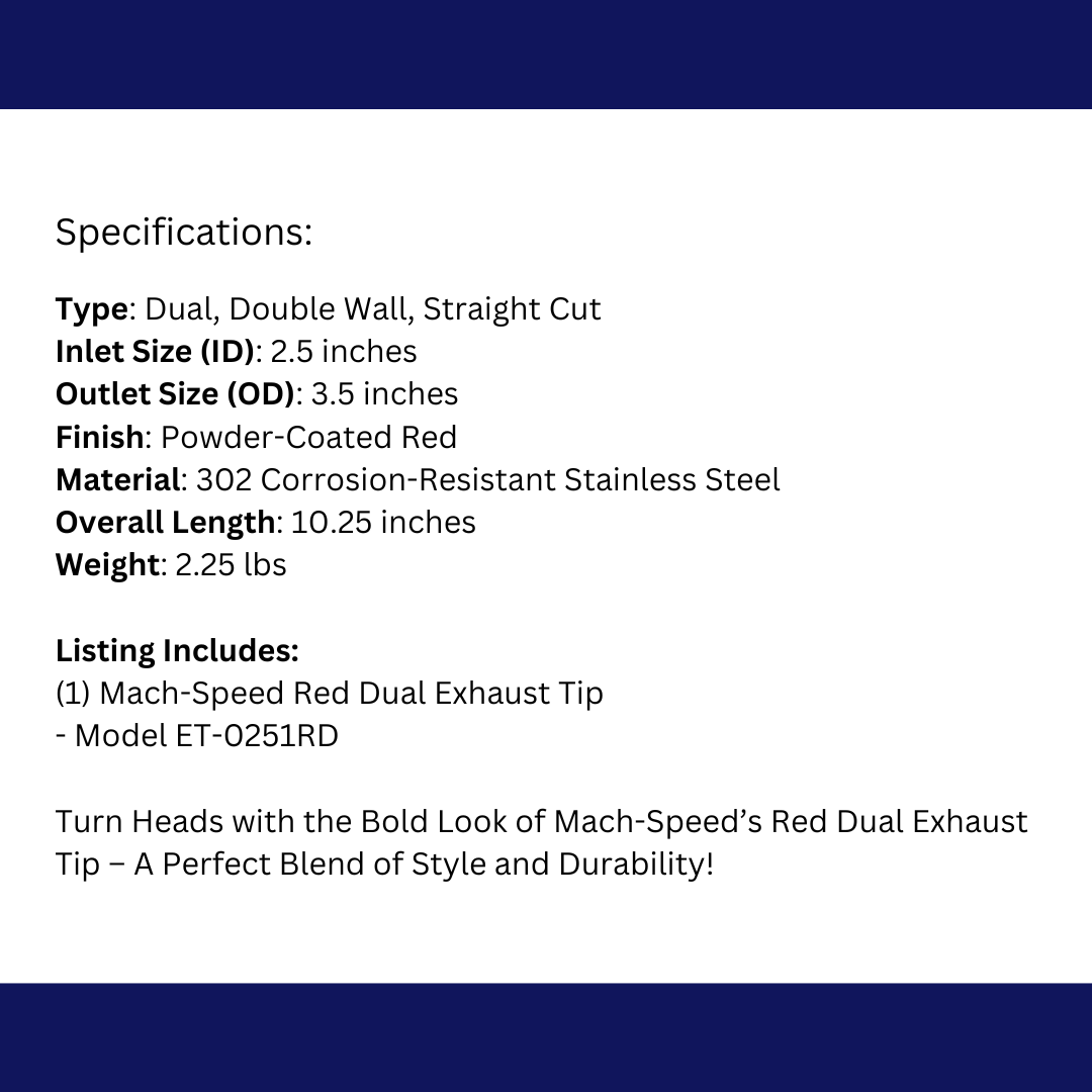 Dual Round Double Wall Straight Cut Tip Powered Coat JDM Red ET-0251RD