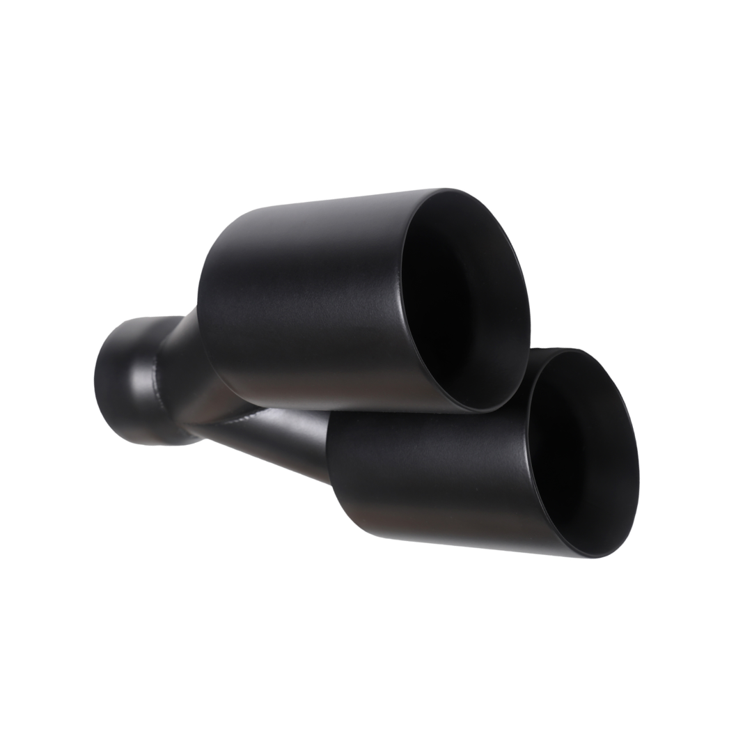 Dual Round Double Wall Straight Cut Tip Powered Coat Satin Black-ET-0251SB