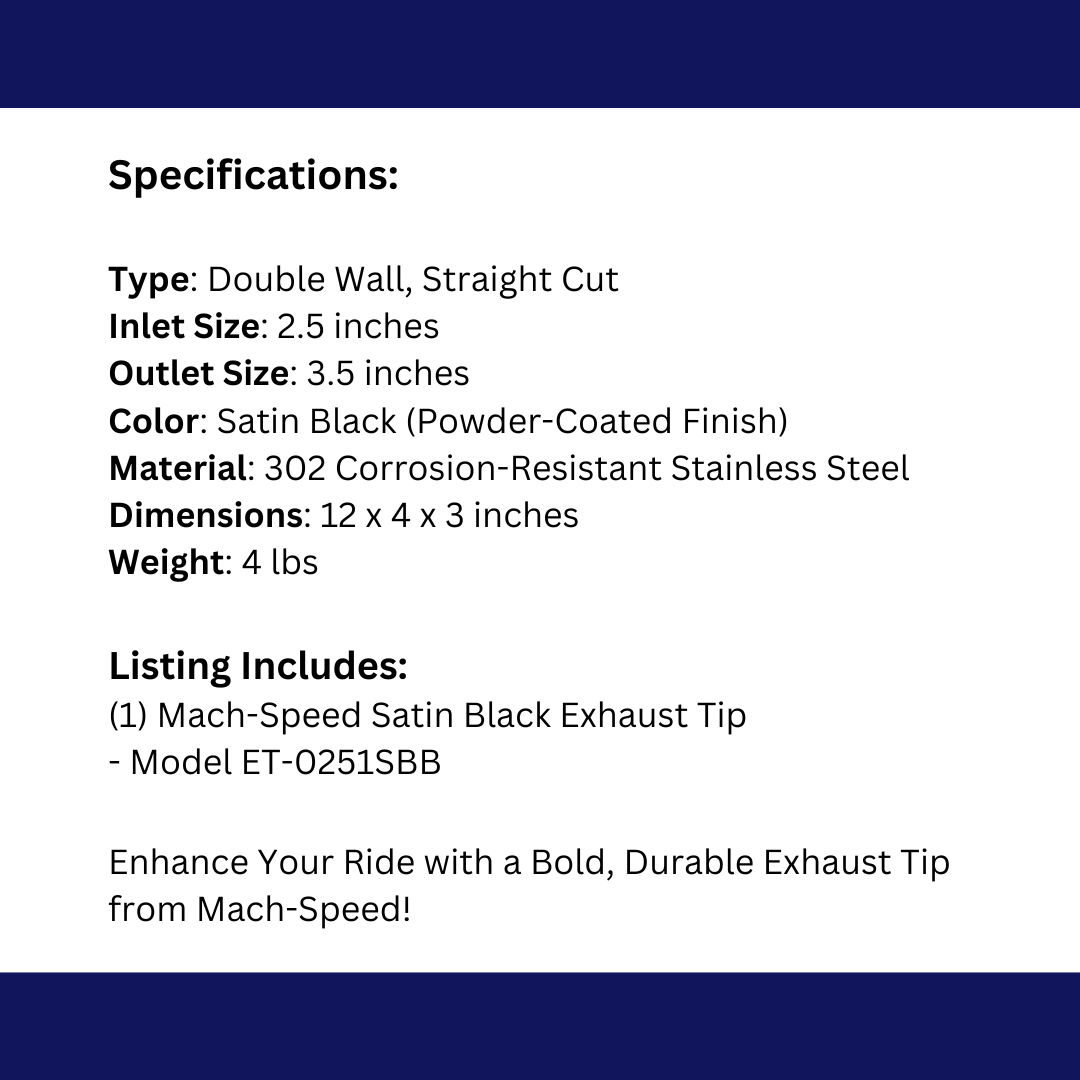 Dual Round Double Wall Straight Cut Tip Powered Coat Satin Black-ET-0251SB