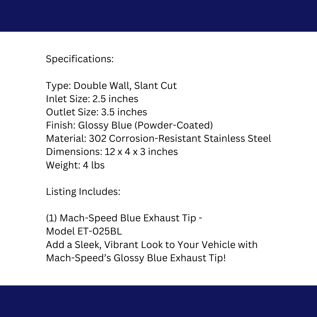 Dual Round Double Wall Slant Cut Tip Powered Coat JDM Blue-ET-025BL