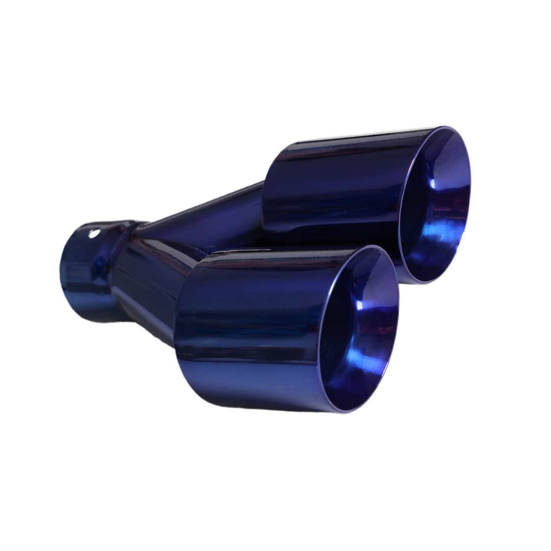 Dual Round Double Wall Slant Cut Tip Powered Coat JDM Blue-ET-025BL