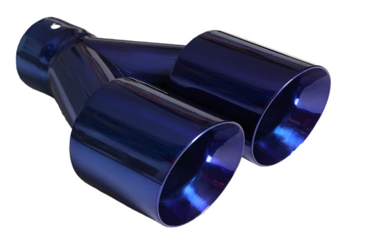 Dual Round Double Wall Slant Cut Tip Powered Coat JDM Blue-ET-025BL