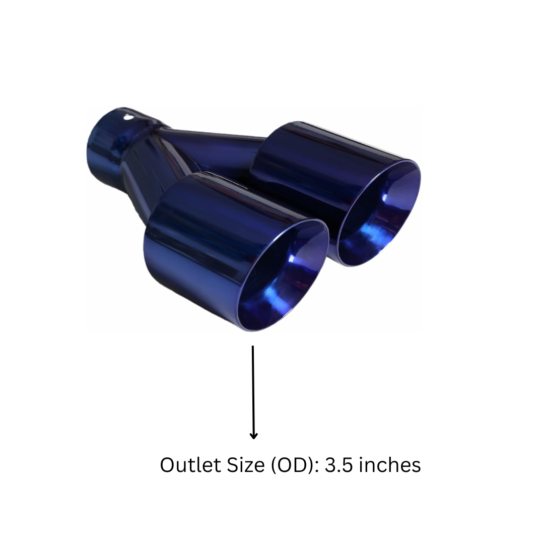 2.5" ID/3.5" OUT/10.25" Dual Round Double Wall Slant Cut Tip-Blue ET-025BLU