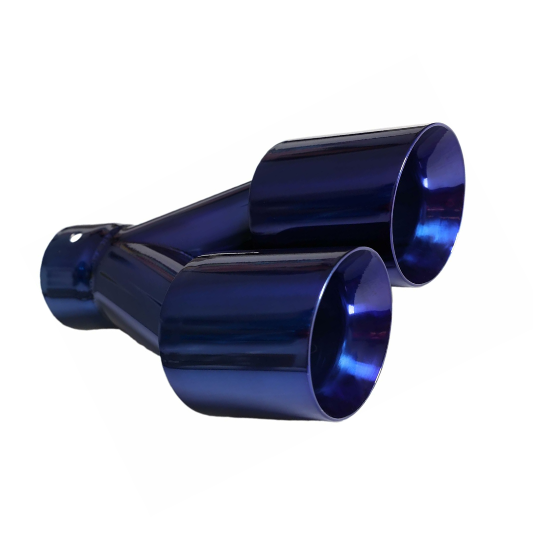 2.5" ID/3.5" OUT/10.25" Dual Round Double Wall Slant Cut Tip-Blue ET-025BLU