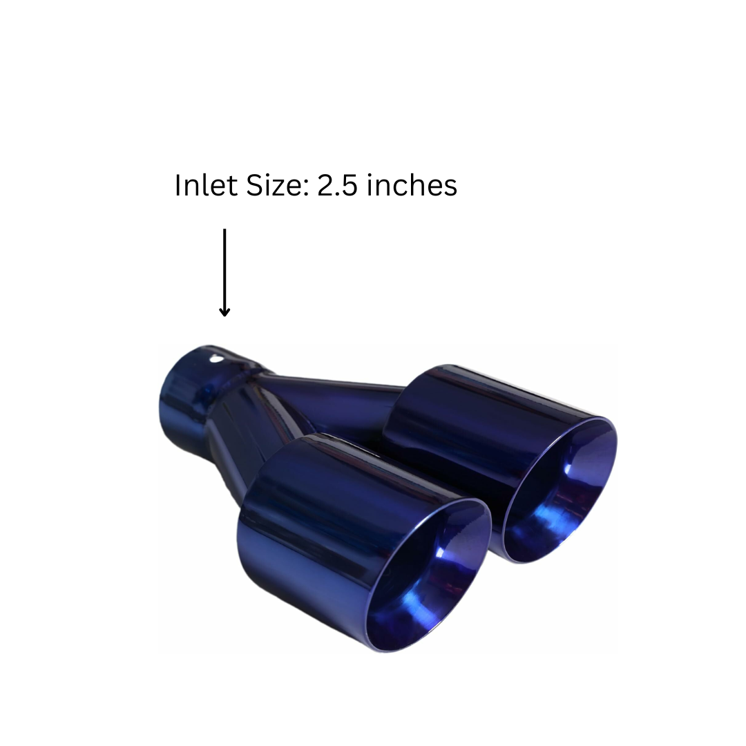 2.5" ID/3.5" OUT/10.25" Dual Round Double Wall Slant Cut Tip-Blue ET-025BLU