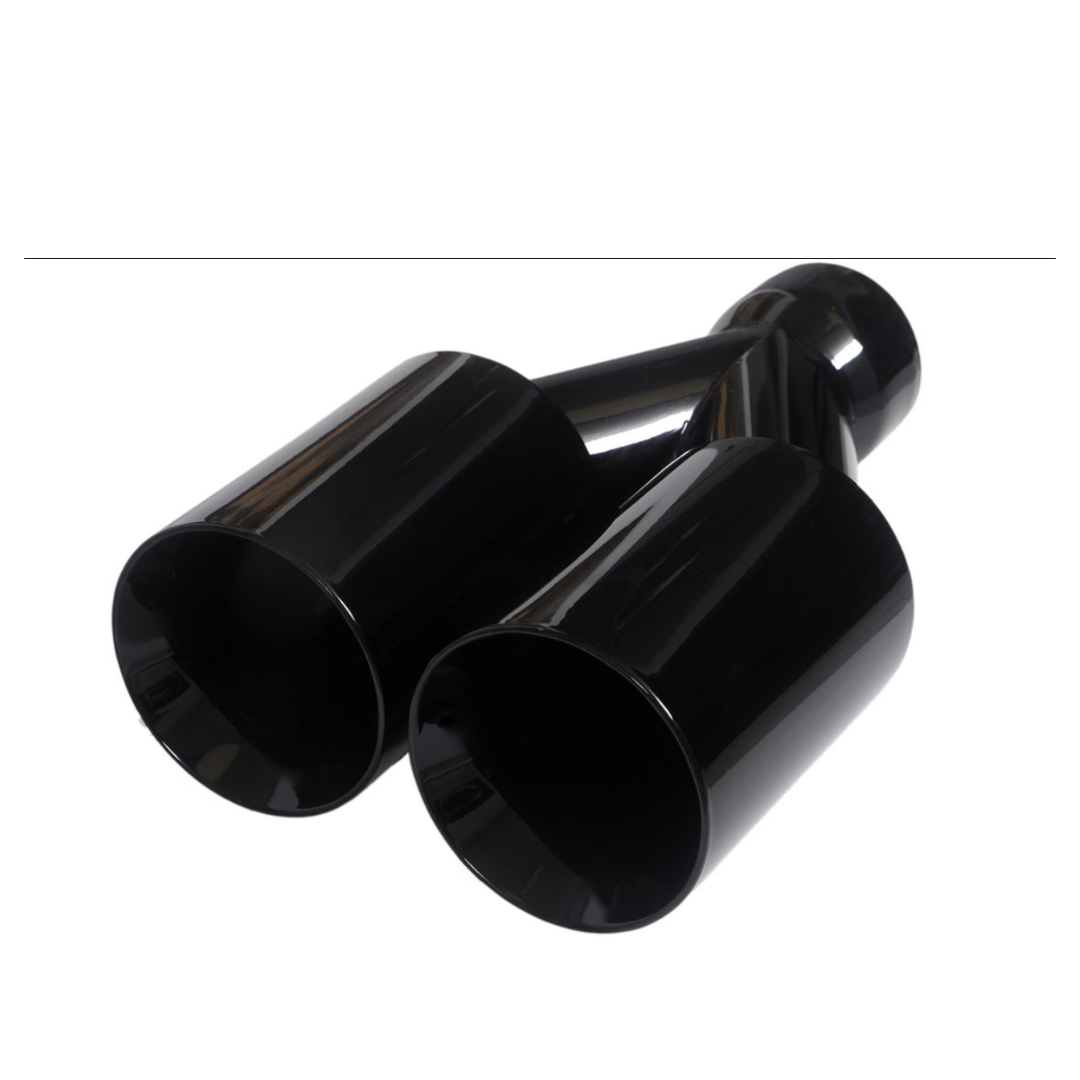 Dual Round Double Wall Slant Cut Tip Powered Coat Gloss Black-ET-025GB