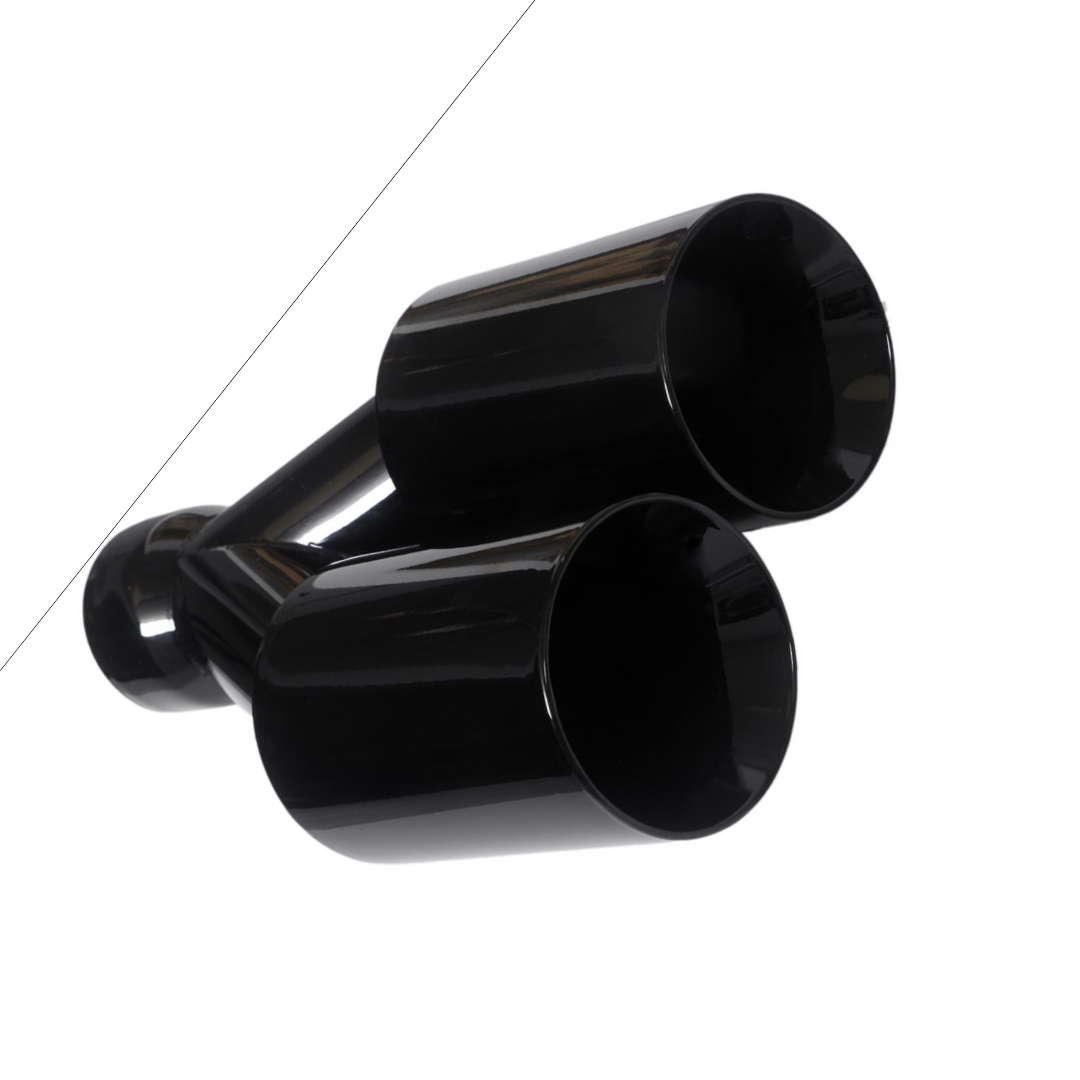 Dual Round Double Wall Slant Cut Tip Powered Coat Gloss Black-ET-025GB