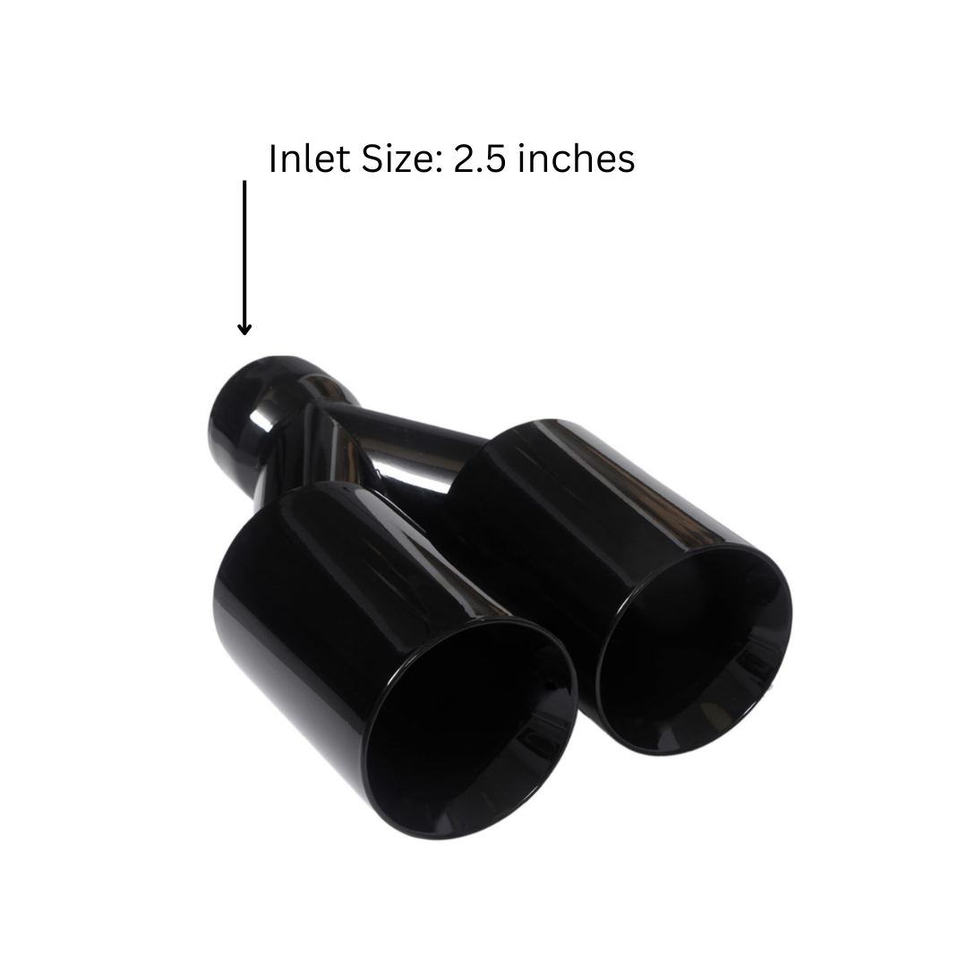 Dual Round Double Wall Slant Cut Tip Powered Coat Gloss Black-ET-025GB
