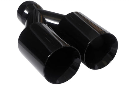 Dual Round Double Wall Slant Cut Tip Powered Coat Gloss Black-ET-025GB