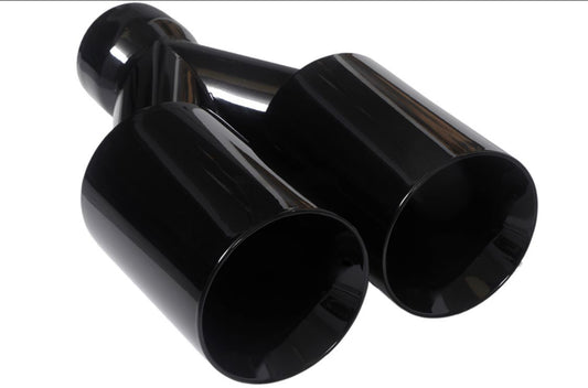 Dual Round Double Wall Slant Cut Tip Powered Coat Gloss Black-ET-025GB